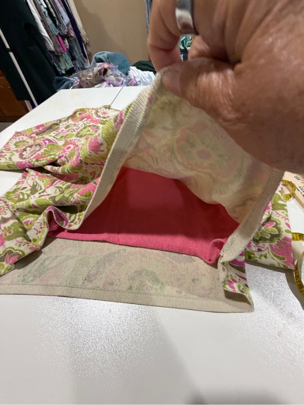 Sigrid Olsen Pink & Olive Paisley Keyhole Long-Sleeve Top - Picture 4 of 10